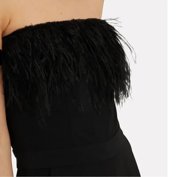 NWT Anthropologie SAYLOR Jane Feathers Strapless Jumpsuit Black Sz 16 - Picture 4 of 14
